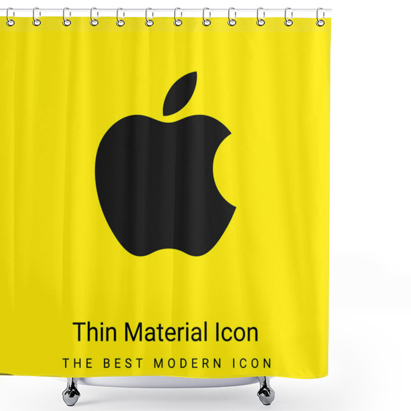 Personality  Apple Minimal Bright Yellow Material Icon Shower Curtains