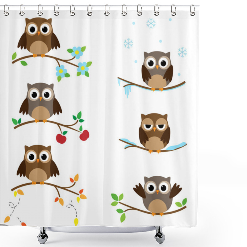 Personality  Owls On Branches Shower Curtains