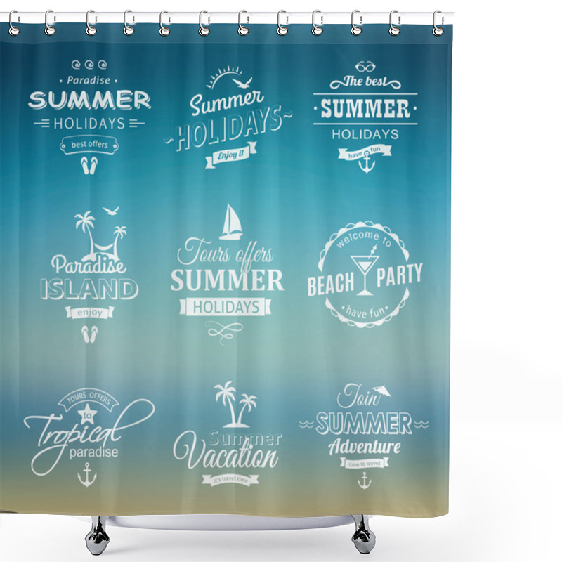 Personality  Beach Labels Set Shower Curtains