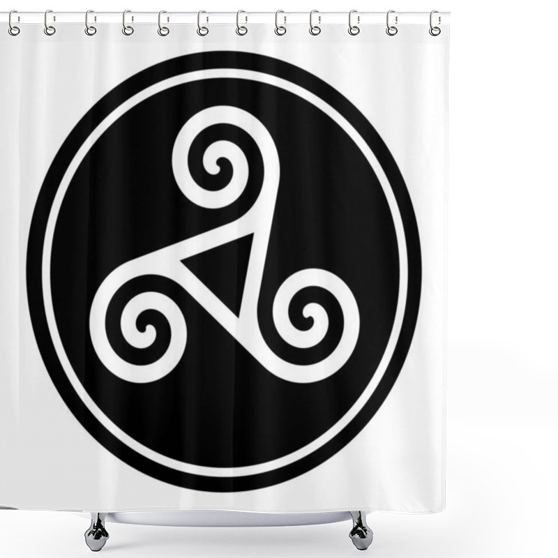 Personality  Triskelion Symbol Icon In A Black Circle  Shower Curtains