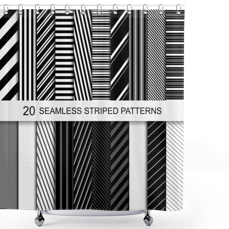 Personality  20 Seamless Striped Patterns. Shower Curtains