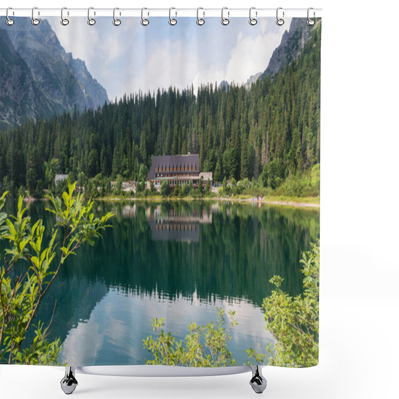 Personality  Lake Popradske Pleso With Mountain Hotel In High Tatras, Slovakia Shower Curtains