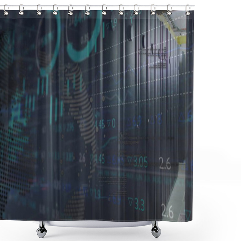 Personality  Image Of Digital Data Processing Over Computer Servers. Global Connections, Computing And Data Processing Concept Digitally Generated Image. Shower Curtains