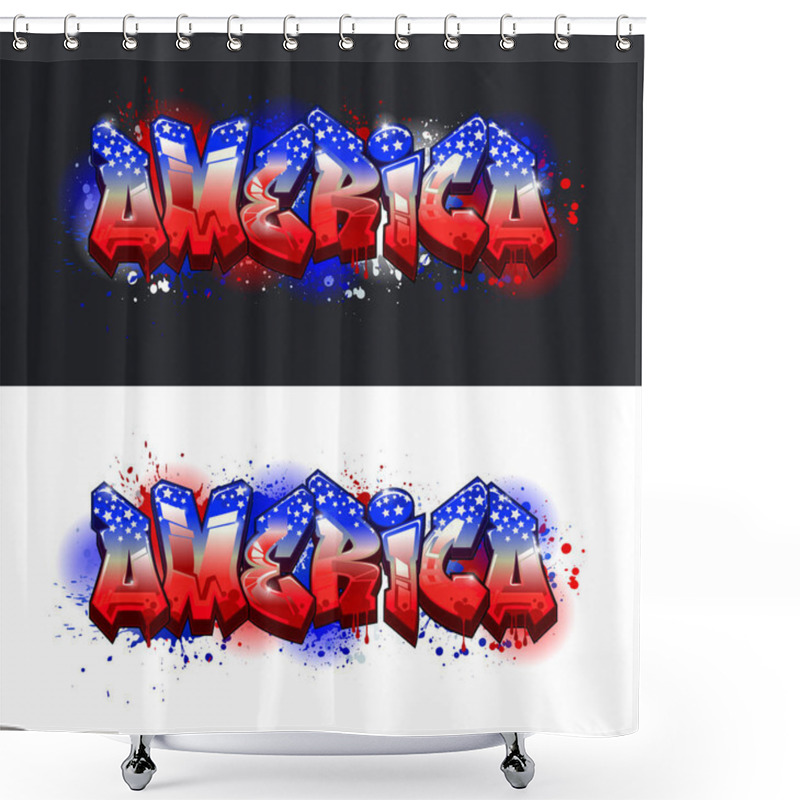 Personality  A Cool Genuine Wildstyle Graffiti Name Design - America Shower Curtains