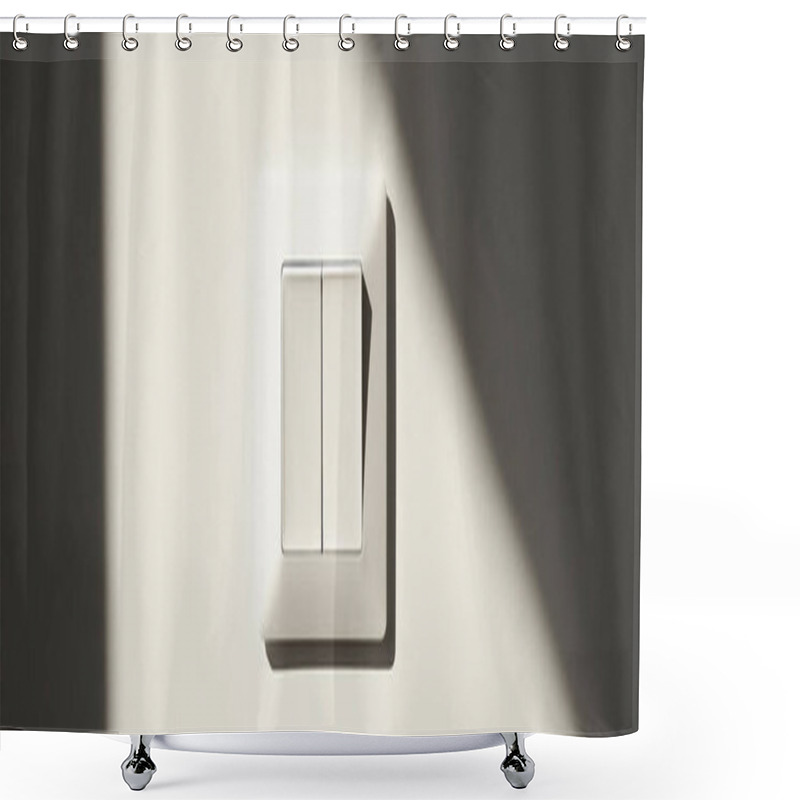 Personality  Horizontal Image Of White Switch On Wall In Apartment  Shower Curtains