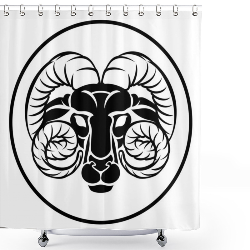 Personality  Circle Aries Ram Horoscope Astrology Zodiac Sign Icon Shower Curtains