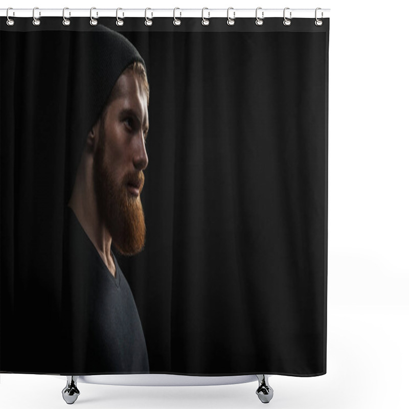 Personality  Silhouette Of Young Bearded Man Hipster Shower Curtains