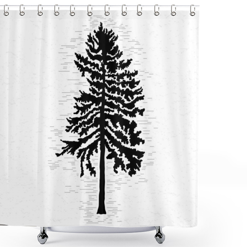 Personality  Fir Tree Sketch Shower Curtains