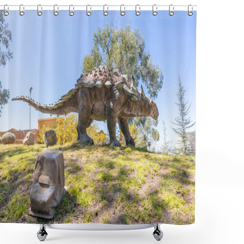 Personality  Sucre Bolivia Cretaceous Park Reproduction Of Hylaeosaurus Dinos Shower Curtains