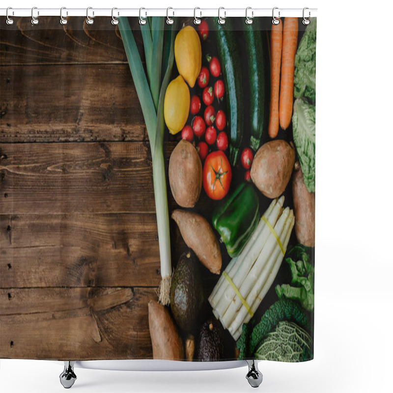 Personality  Composed Raw Vegetables In Row Shower Curtains