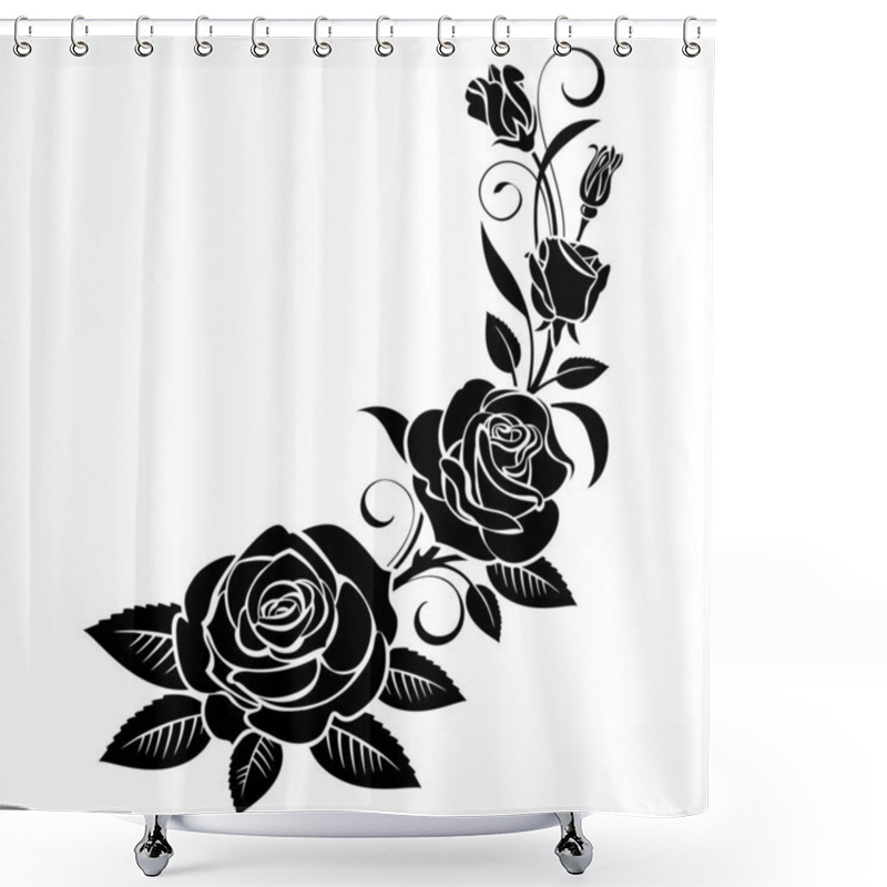 Personality  Branch Of Roses On A White Background; Shower Curtains