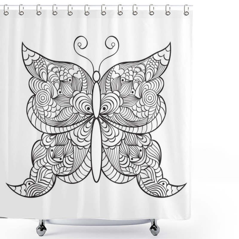 Personality  Abstractbutterfly On White Background Shower Curtains