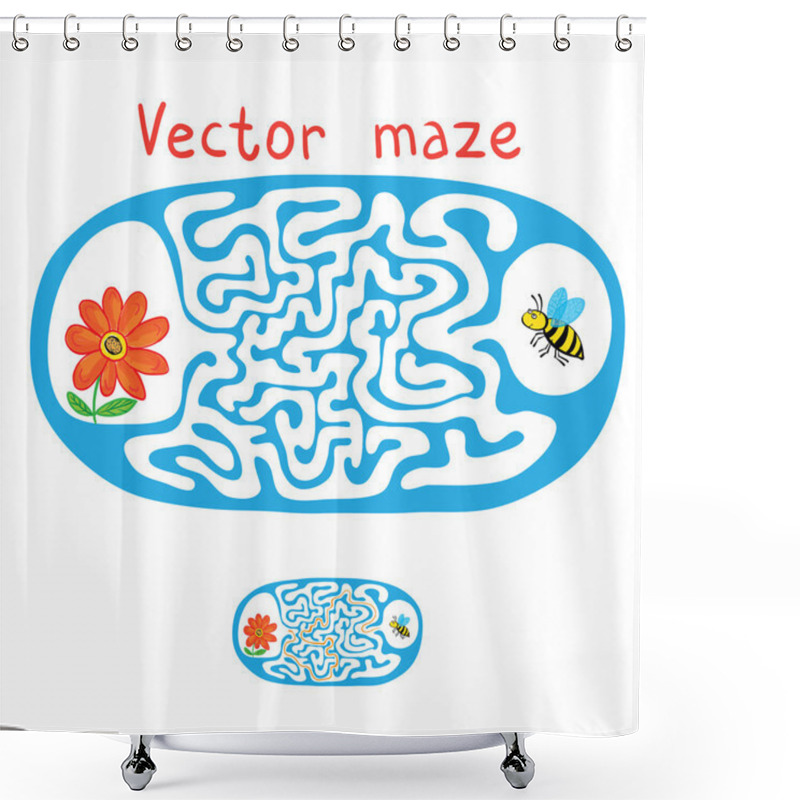 Personality  Vector Maze, Labyrinth With Flying Bee And Flower Shower Curtains