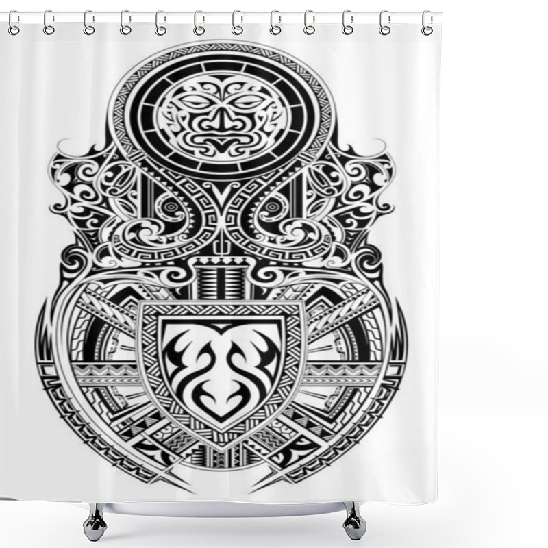 Personality  Tribal Art Shoulder And Sleeve Tattoo Design Shower Curtains