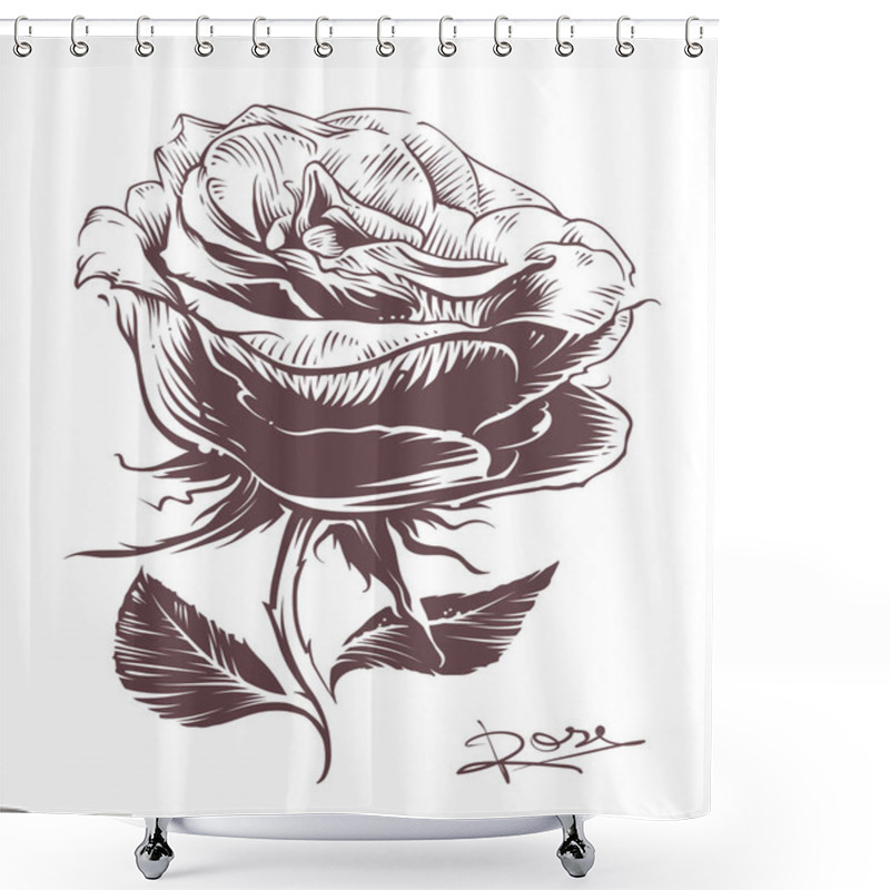 Personality  Hand Drawn Rose Shower Curtains