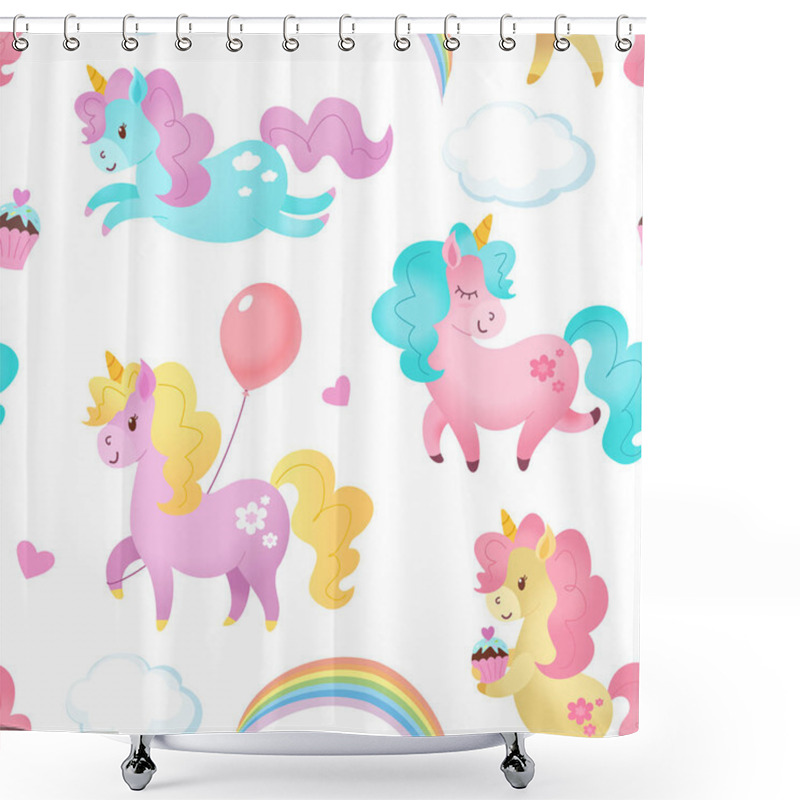 Personality  Collection Of Unicorns. Vector Illustration. Shower Curtains