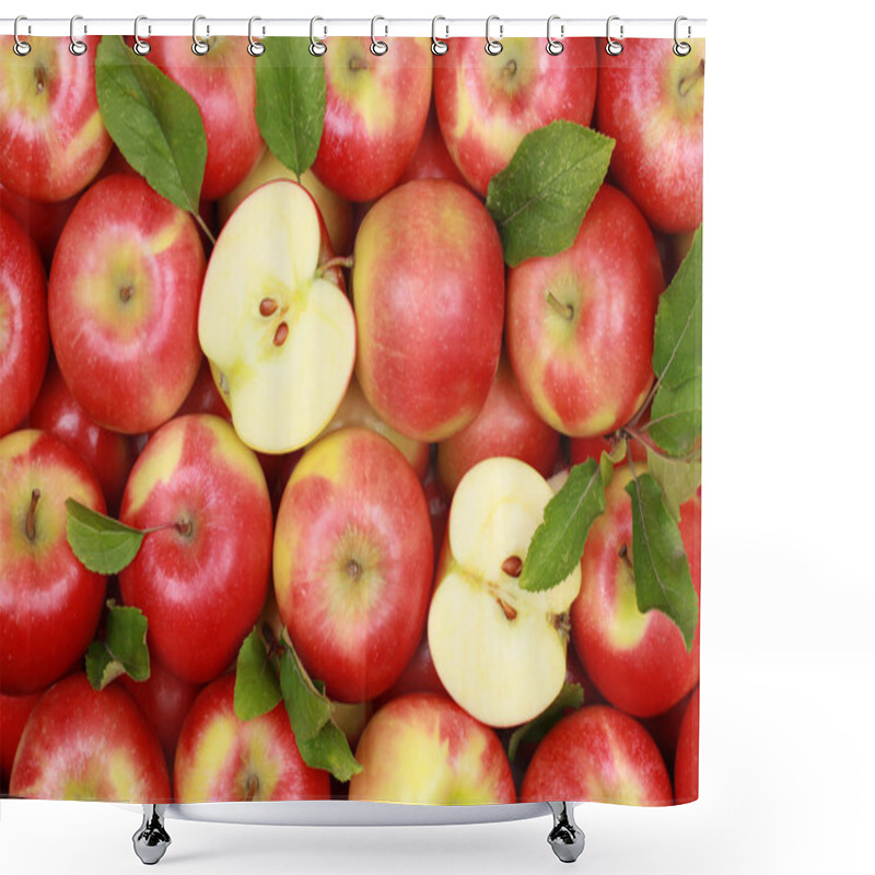 Personality  Red Apples With Leaves Shower Curtains