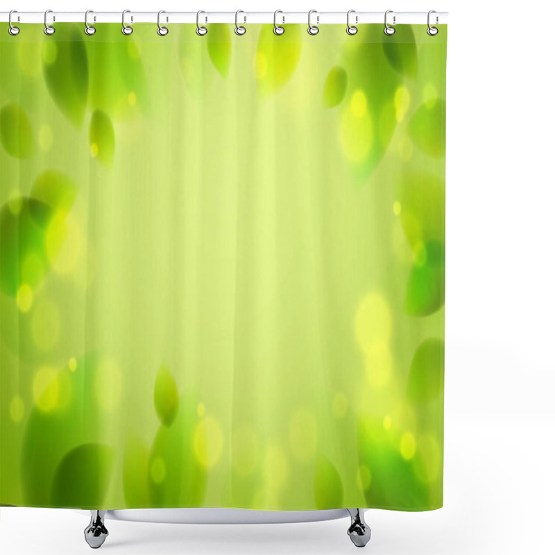 Personality  Fresh Green Leaves Summer Or Spring Blurred Defocused, Realistic Bright Vector Illustration With Copy Space For Text. Shower Curtains