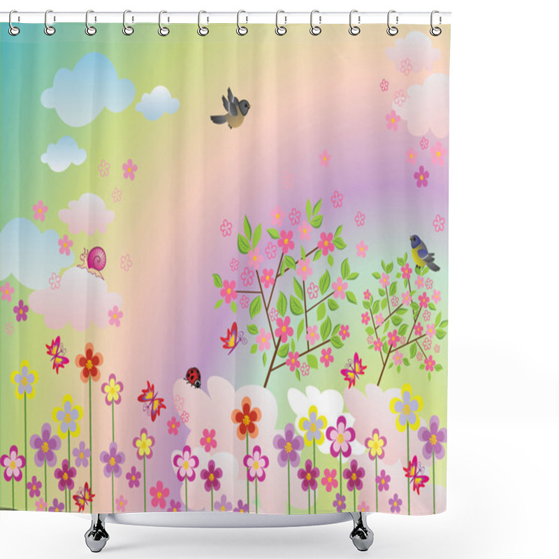 Personality  Spring Illustration Shower Curtains