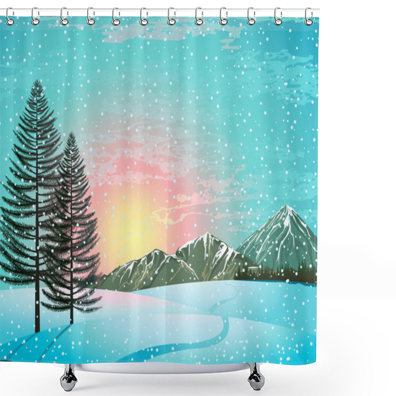 Personality  Sunset Winter Landscape Shower Curtains