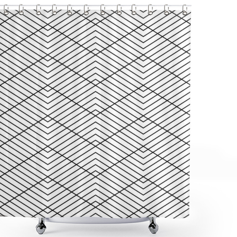 Personality  Abstract Seamless Geometric Zig Zag Lines Grid Pattern And Texture. Vector Art. Shower Curtains