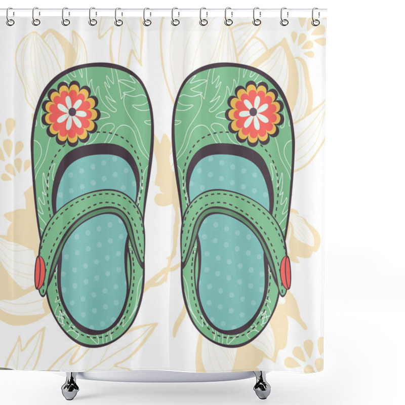 Personality  Illustration Of Beautiful Baby Girl Shoes Shower Curtains