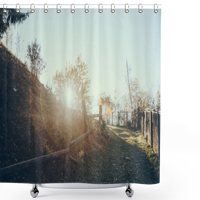 Personality  Pathway On Hill Under Sunlight In Carpathians, Ukraine Shower Curtains