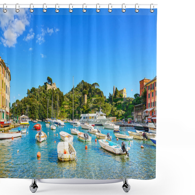 Personality  Portofino Luxury Village Landmark, Panorama View. Liguria, Italy Shower Curtains