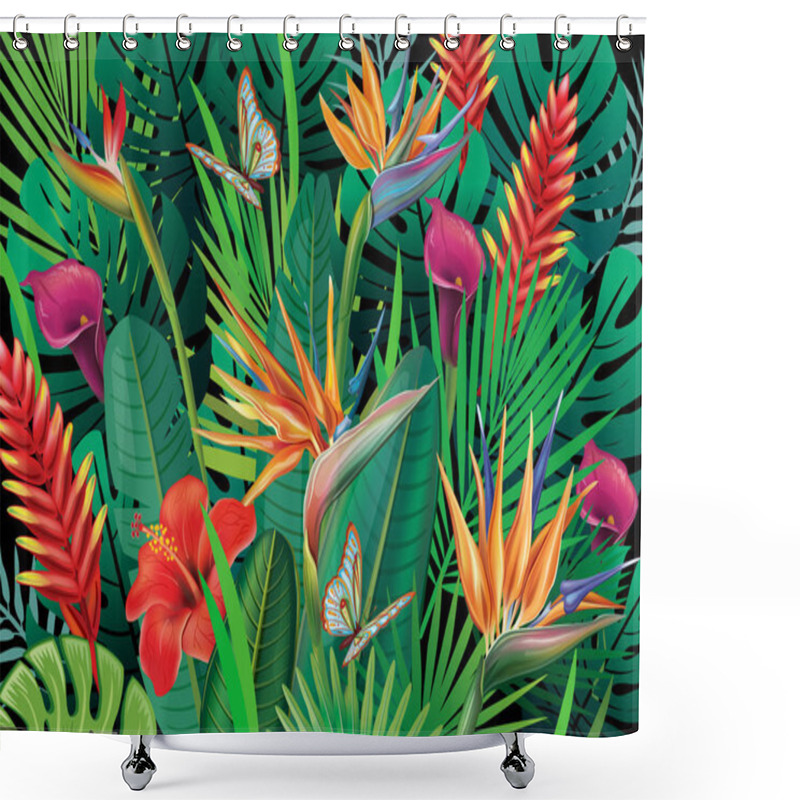 Personality  Background With Tropical Flowers Shower Curtains