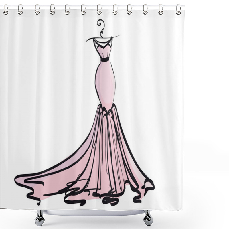 Personality  Design Of Wedding Dress Isolated On White Background, Vector, Illustration Shower Curtains