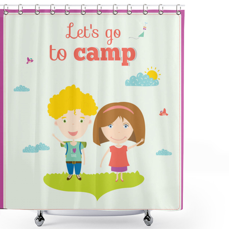 Personality  Lets Go Camp Shower Curtains