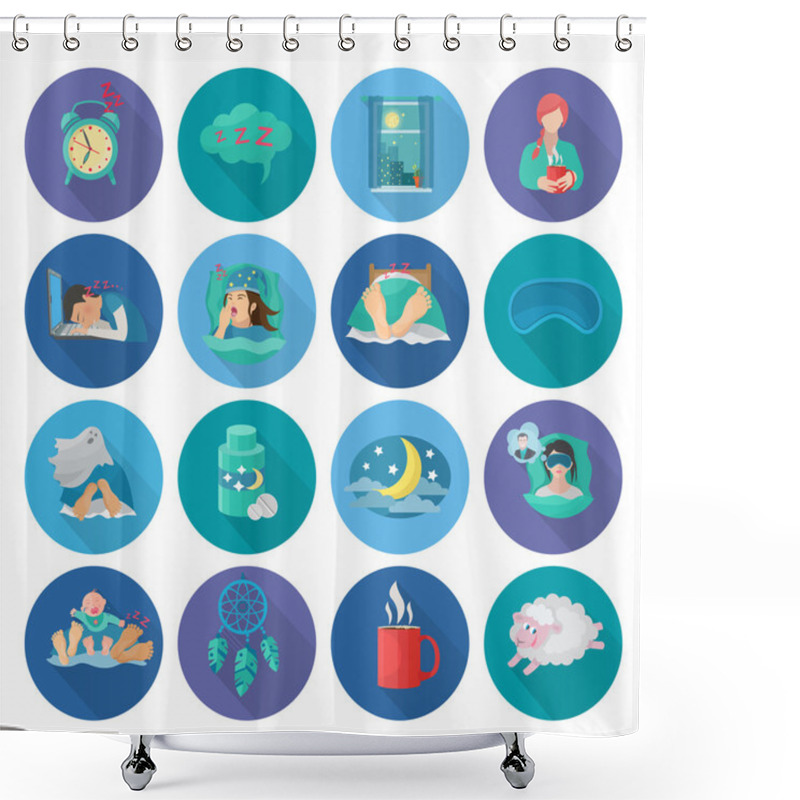 Personality  Sleep Time Icons Shower Curtains