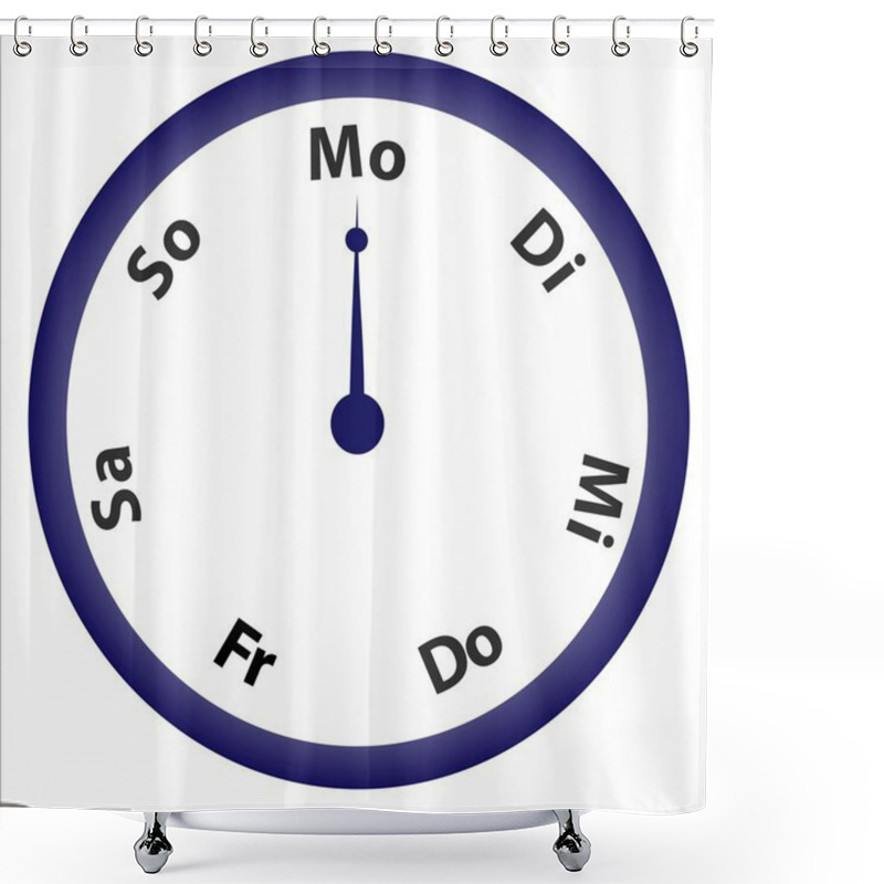 Personality  Clock With Days Of Week Shower Curtains