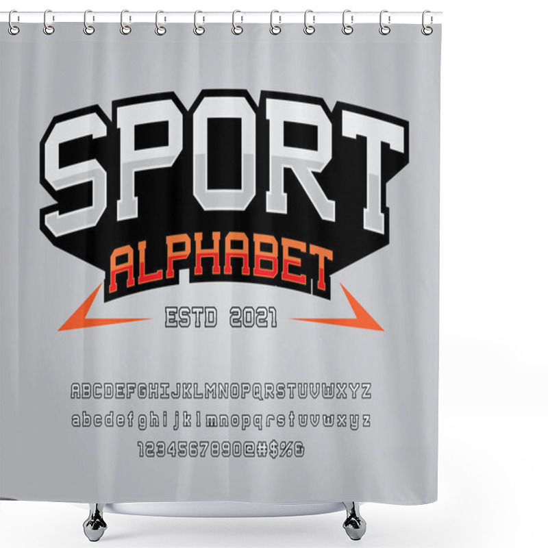 Personality  Sports Style Alphabet Design With Uppercase, Lowercase, Numbers And Symbols Shower Curtains