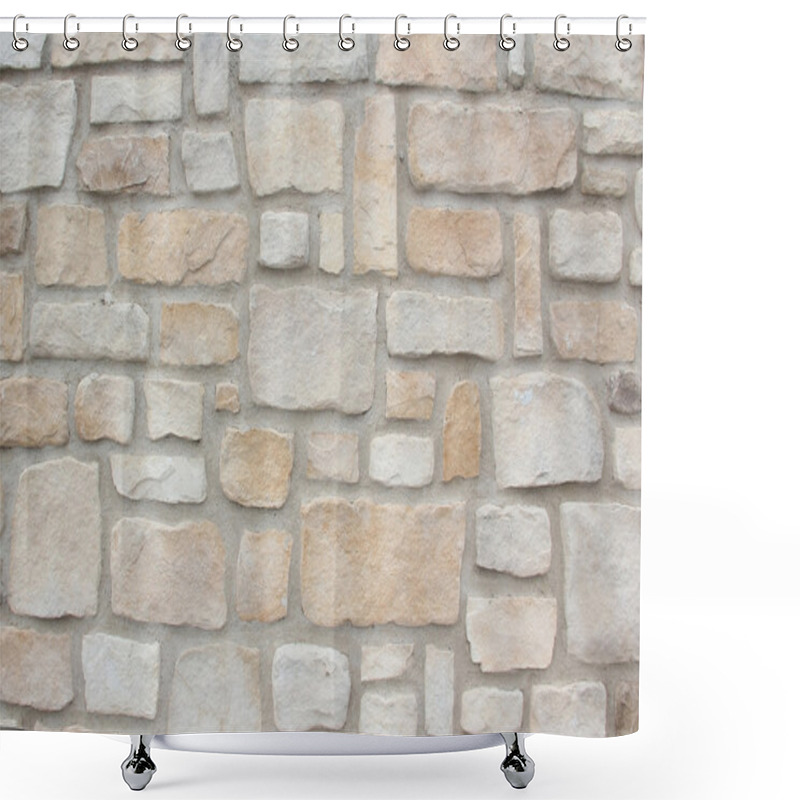 Personality  Wall Construction Of Natural Sand Stones, Shower Curtains