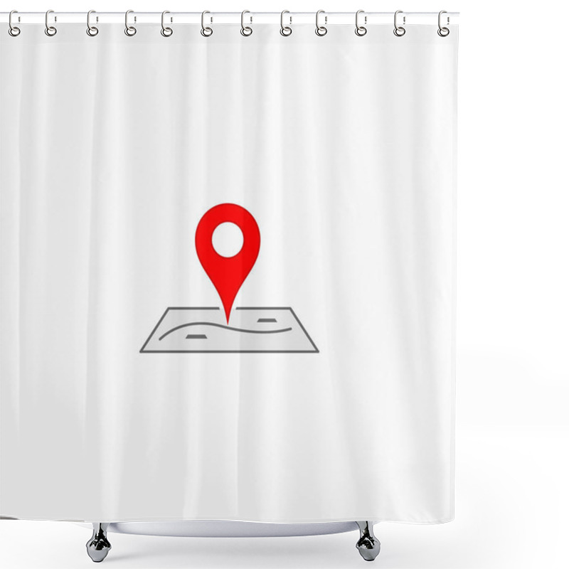 Personality  Location Icon Sign Isolated On White Background Red Pin On Map.  Shower Curtains