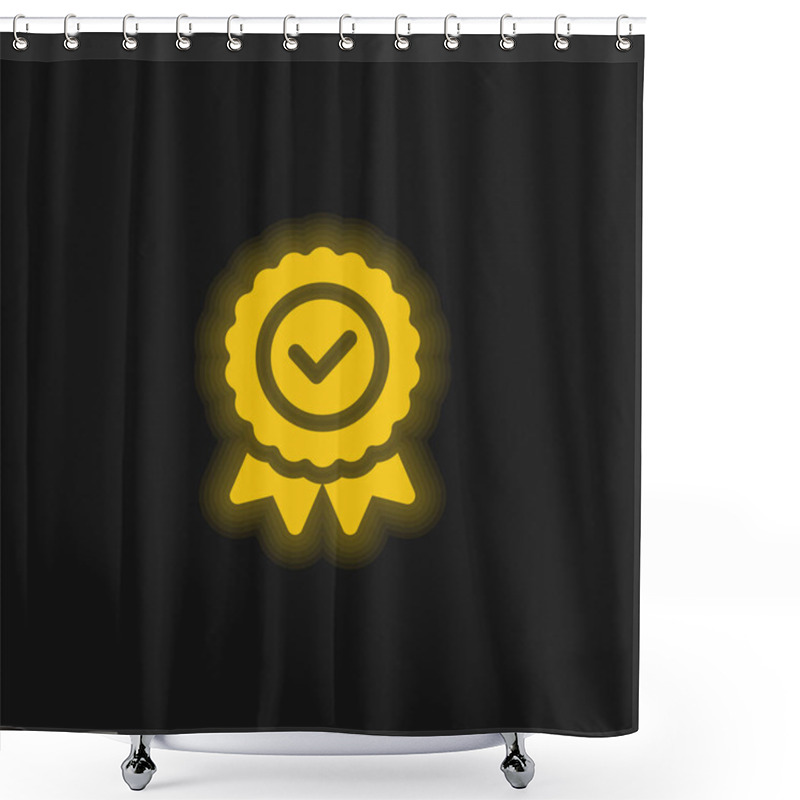 Personality  Badge Yellow Glowing Neon Icon Shower Curtains