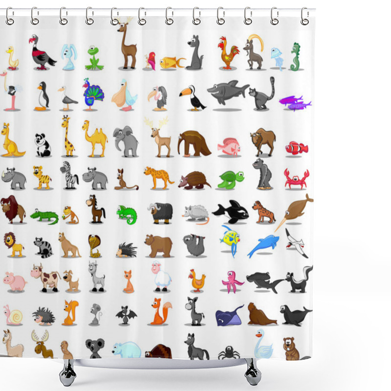 Personality  Set Of Cartoon Animals Shower Curtains