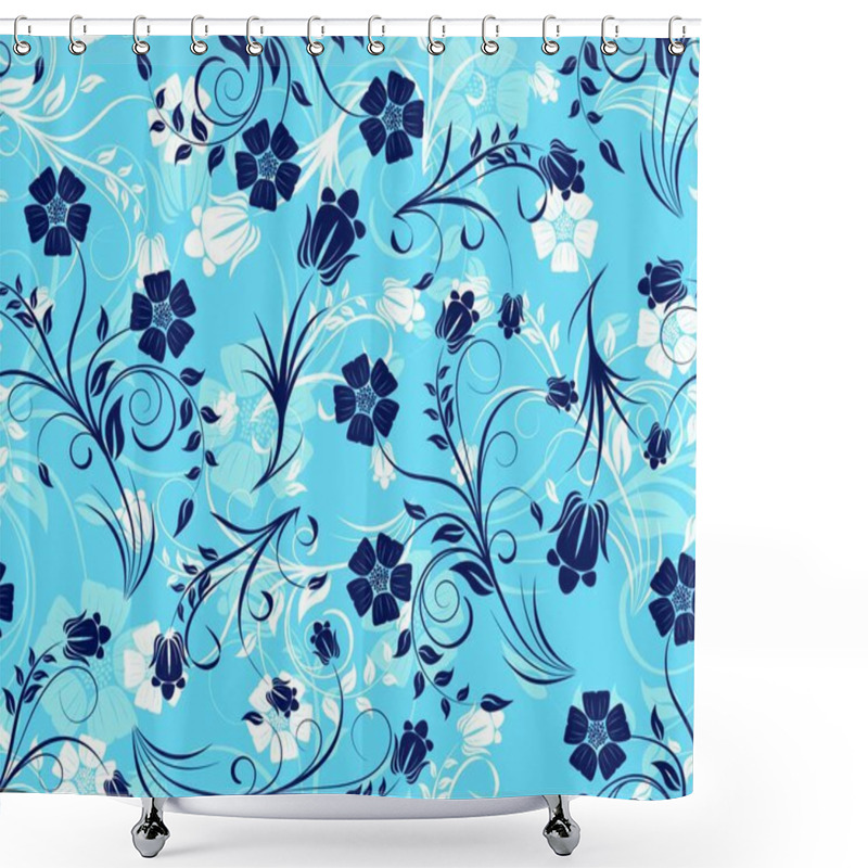 Personality  Seamless Vector Floral Pattern. For Easy Making Seamless Pattern Just Drag All Group Into Swatches Bar, And Use It For Filling Any Contours. Shower Curtains