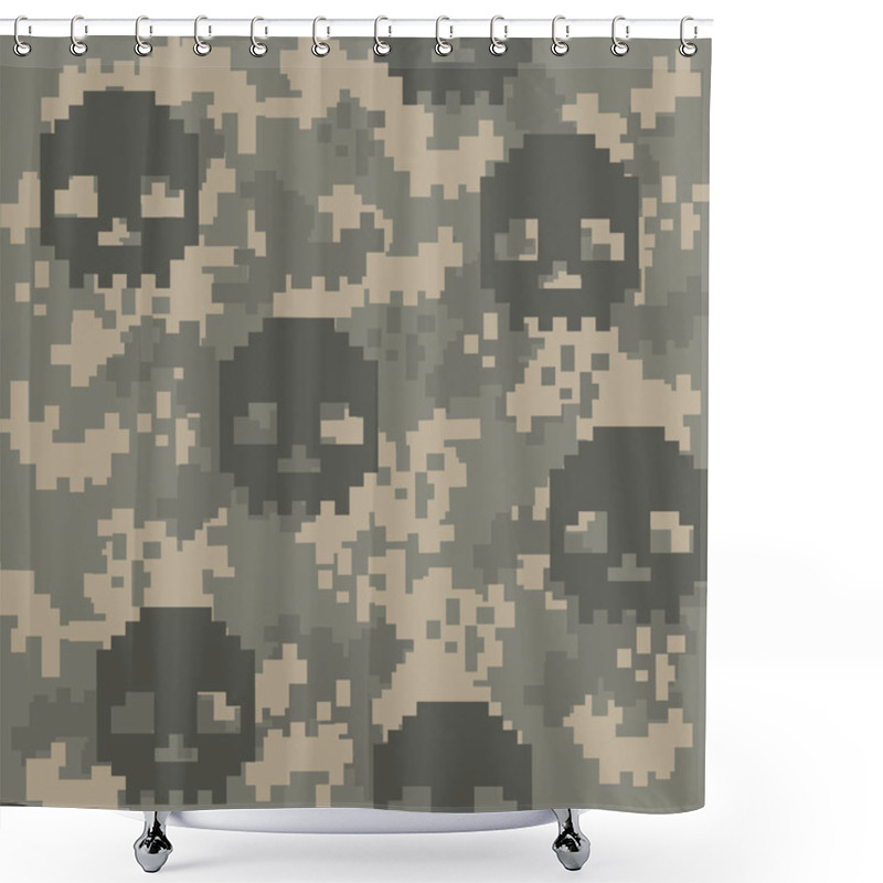 Personality  Army Texture, Camo Acu Skull Shower Curtains