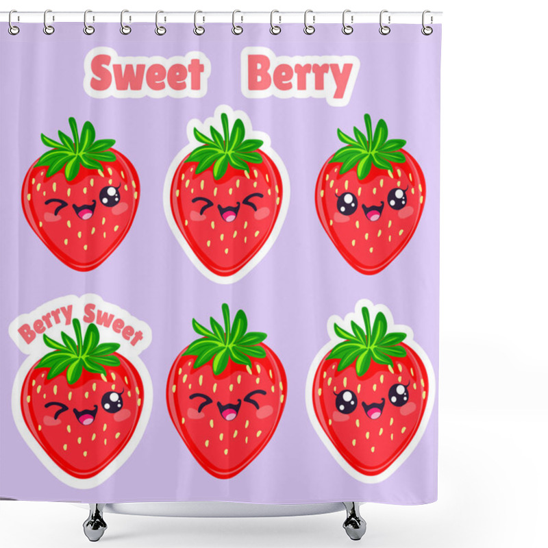 Personality  Seamless Pattern With Adorable Strawberries. Perfect For Stickers, Scrap Booking, Textile Prints, And Digital Backgrounds. Shower Curtains