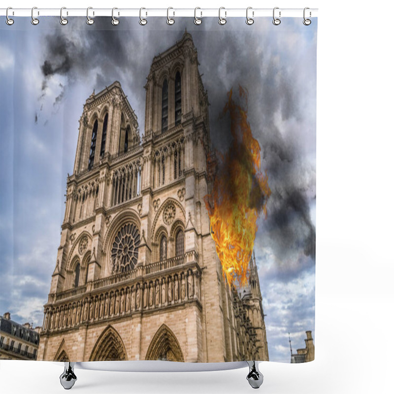 Personality  Fire At Notre Dame Cathedral Burning, Representation Shower Curtains