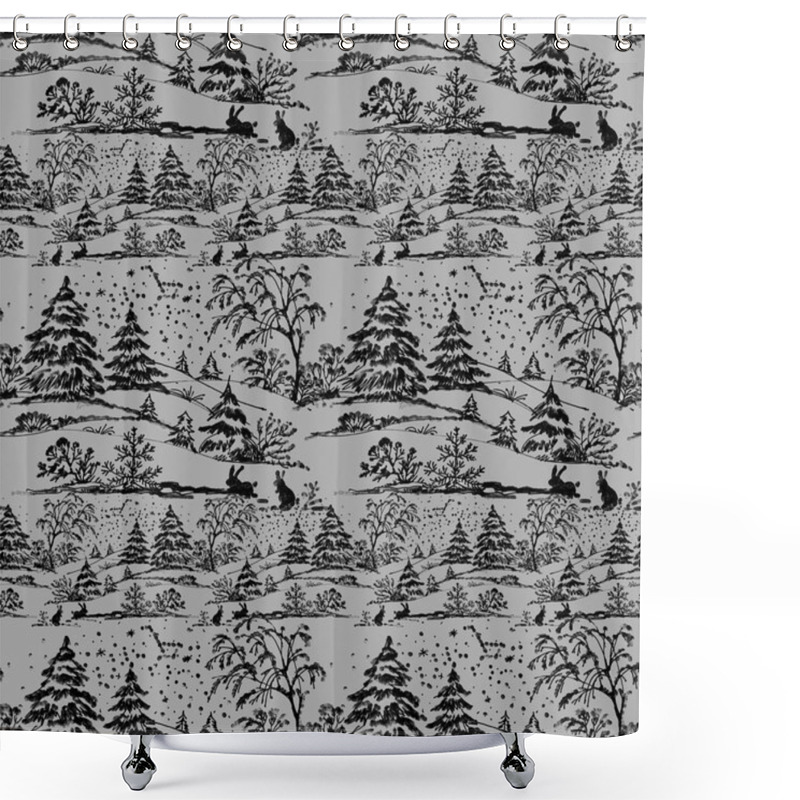 Personality  Winter Coniferous Forest Landscape Shower Curtains