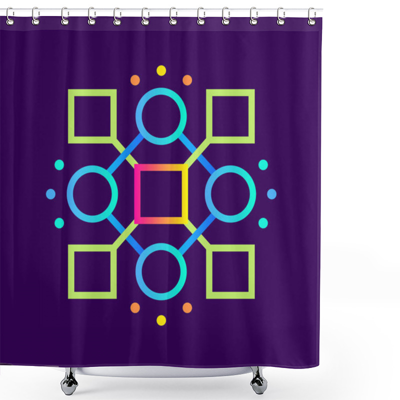 Personality  Linear Icon Algorithms, Pattern Recognition. Data Science Techno Shower Curtains