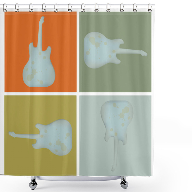 Personality  Set Of Four Grunge Rock Guitar Shower Curtains