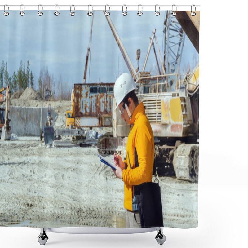 Personality  Female Geologist Or Mining Engineer At Work Shower Curtains