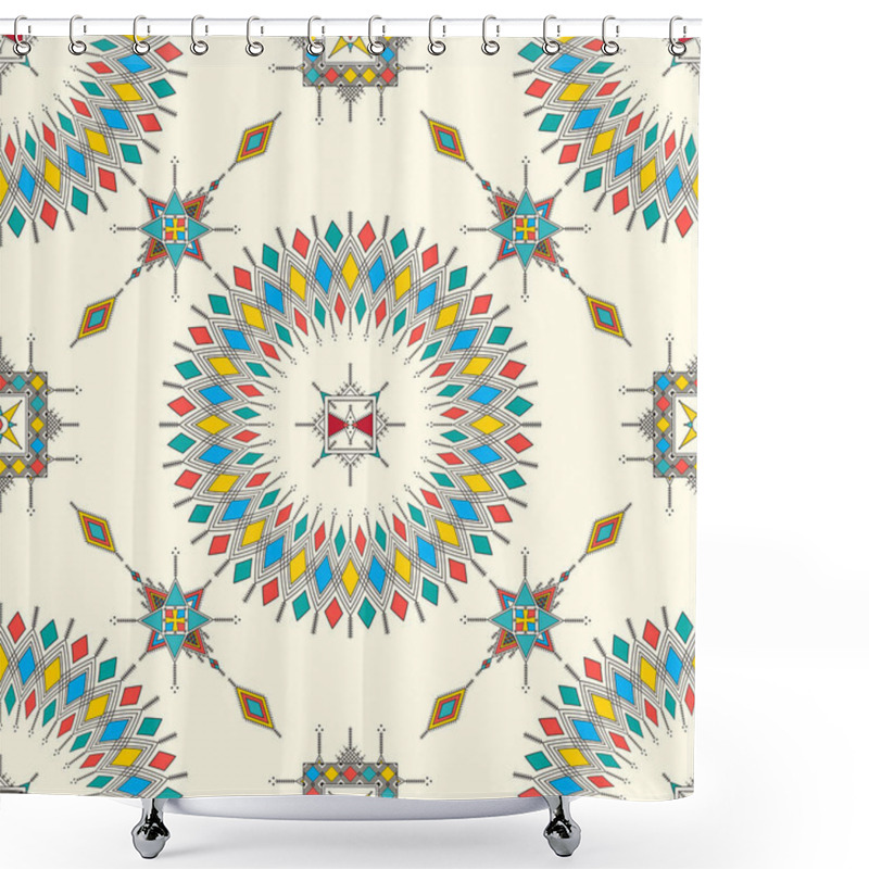 Personality  Decorative Geometric Repeating Pattern Inspired By Al-Qatt Al-Asiri Traditional Paintings Shower Curtains