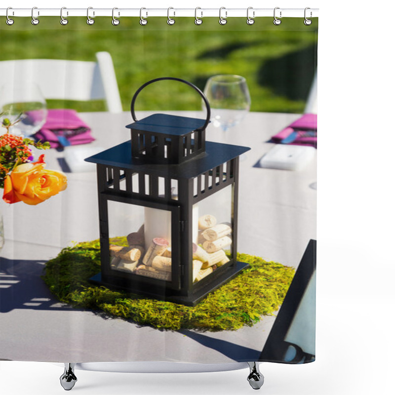 Personality  Wedding Reception Table Details Shower Curtains