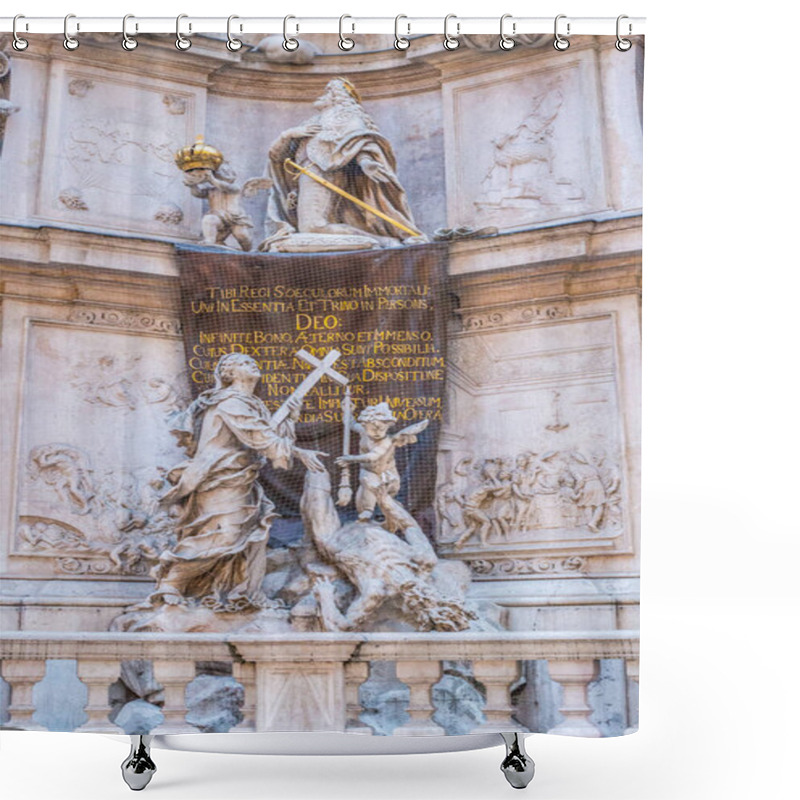 Personality  Vienna, Austria - March 6, 2018: View Of A Detail Of Pestsaule (Plague Column) In Vienna City Center Shower Curtains