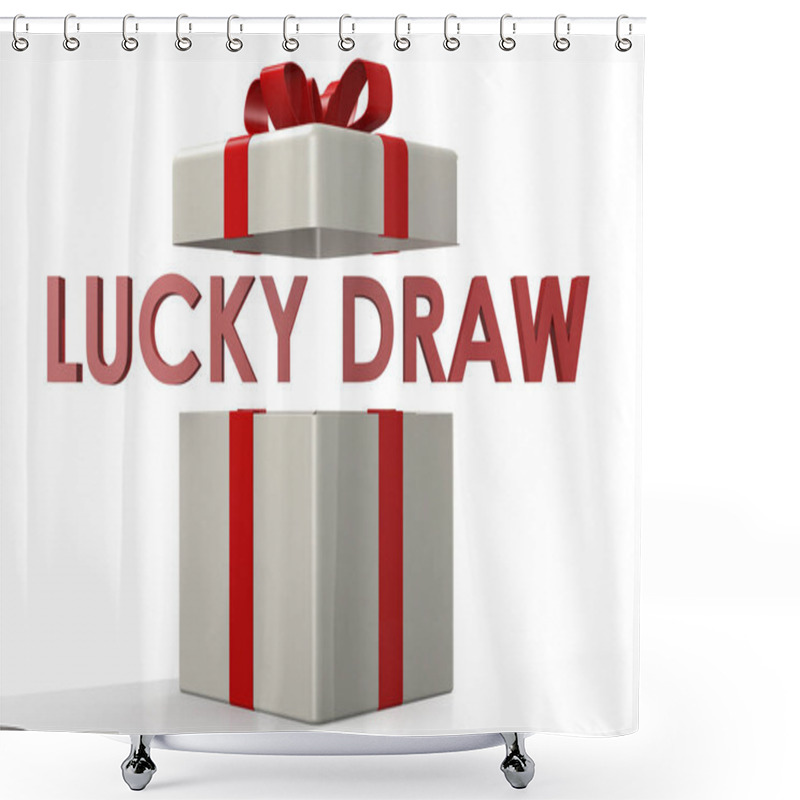 Personality  Open Gift Box With Lucky Draw Word, 3d Rendering Shower Curtains